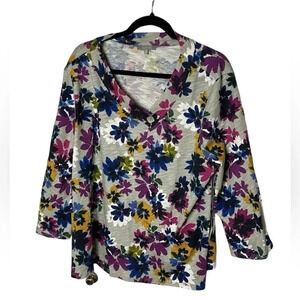 HABITAT floral sweater,XL.
,multicolor,pullover,button on collar,flare NWT